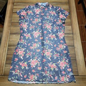Arizona Jean Co Sheer Dress Black w/Red Flowers - Size Juniors XXL NWT